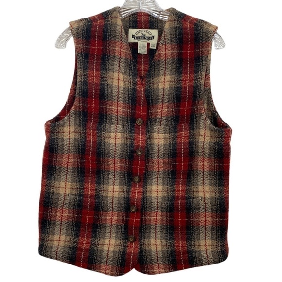 Eddie Bauer Legends Plaid Button Wool Vest Women’s Size Medium - Picture 1 of 12